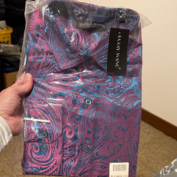 Men's Paisley Dress Shirt - Purple and Blue - Picture 5 of 5